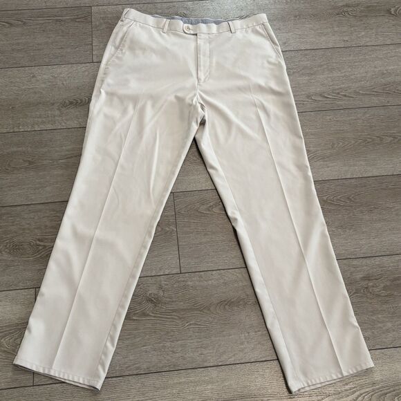 Peter Millar Wicking Golf Pants Men's sz 36x32 Khaki Preppy Athletic Casual - Picture 2 of 8